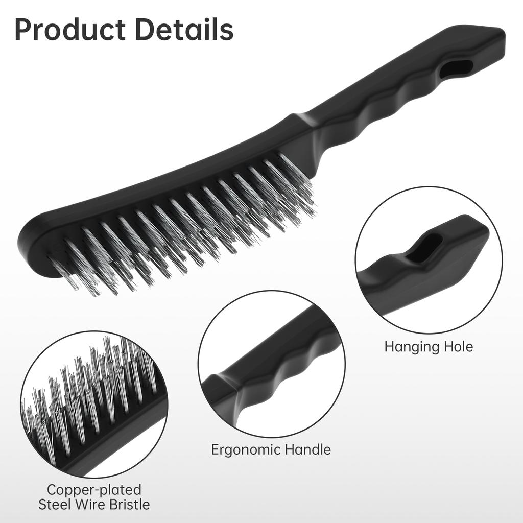 Galvanized Steel Wire Brush for Cleaning Rust Removal Welding Slag Paint with Ergonomic Handle Metal Wire Brush