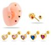 Zirconia Love Earrings For Women Copper Bezel Rhinestone Stud Stainless Steel Pierce Ear Accessory