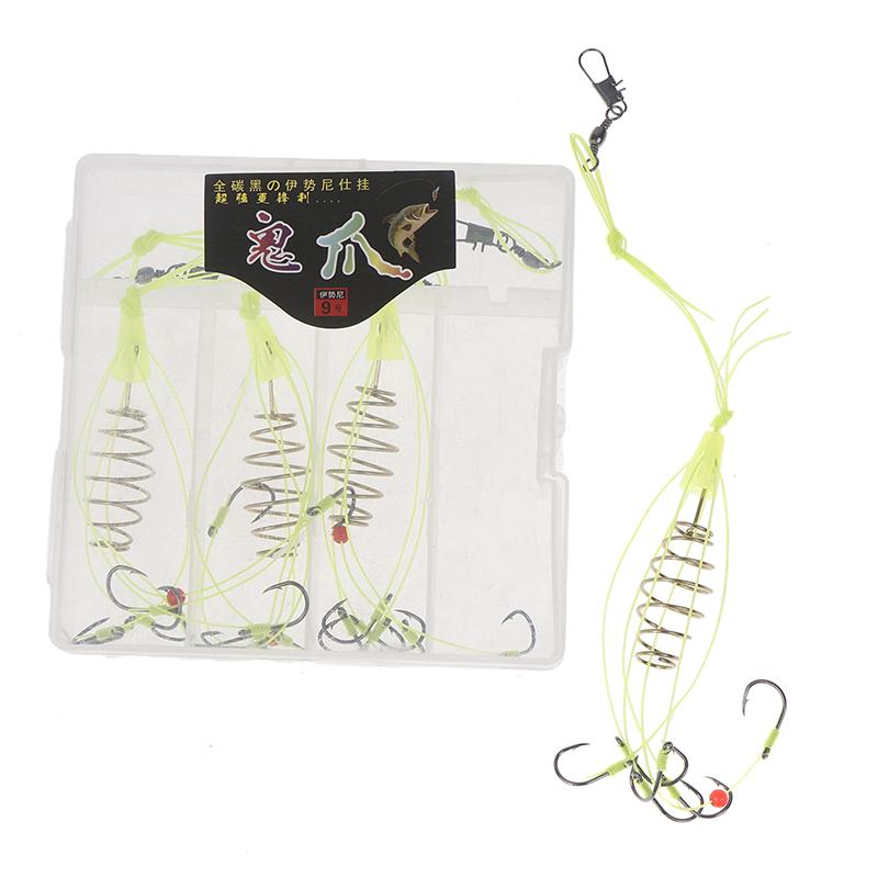 

4Pcs/Set 6-Sharp-Hooks Fishing Bait Trap Feeder Cage with Stainless Steel Springs Explosive Fishing Hook for Enhanced Catching