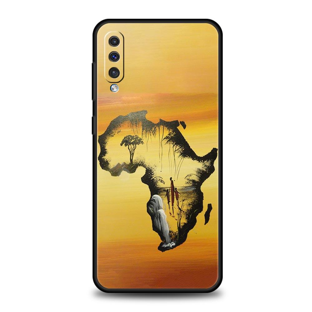 Phone Case For Samsung Galaxy A16 A14 A12 A54 A52 A50 A22 A20e A06 A04s A32 A72 A70 A30 A34 Cover Africa Map Geography Painted