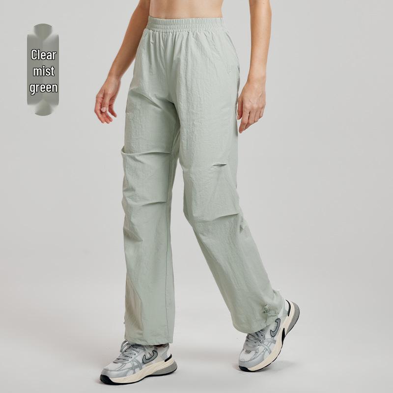 Women's High-End Yoga & Running Cargo Pants with Pockets - Elastic Waist & Drawstring Cuffs