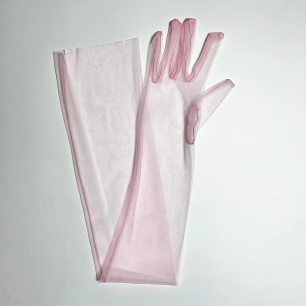 70cm Long Sheer Gloves Ultra Thin Mesh Elbow Gloves Fashion Tulle Gloves  Party Dress