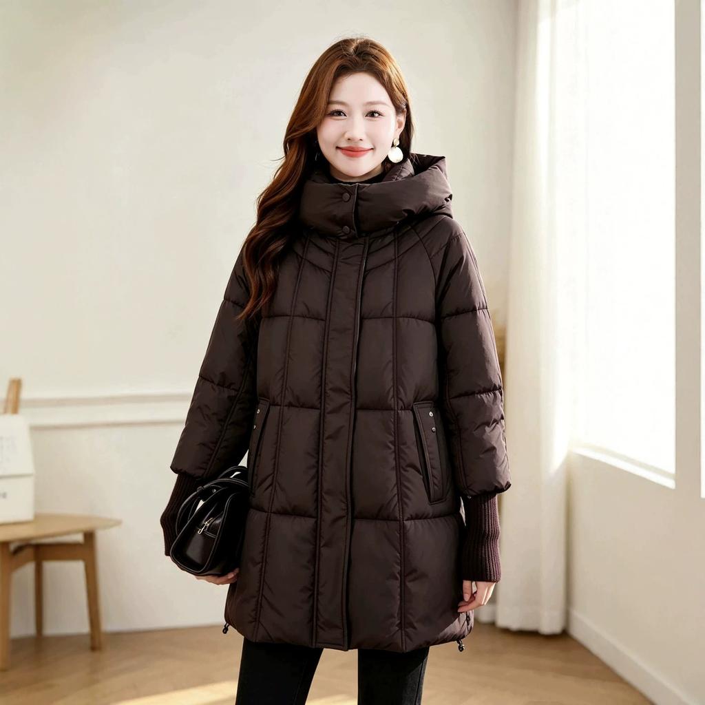 Winter down cotton-padded clothes for medium and long cotton-padded clothes, fat and fat, plus size clothes, thickened cotton-padded