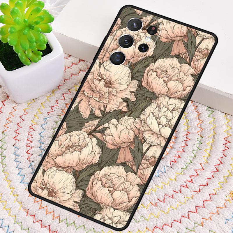 Peony Delicate Flower Silicone Phone Case For Samsung Galaxy note 10 pro S26 S25 S24 S23 S22 S21 Plus S25Ultra Capa Cover