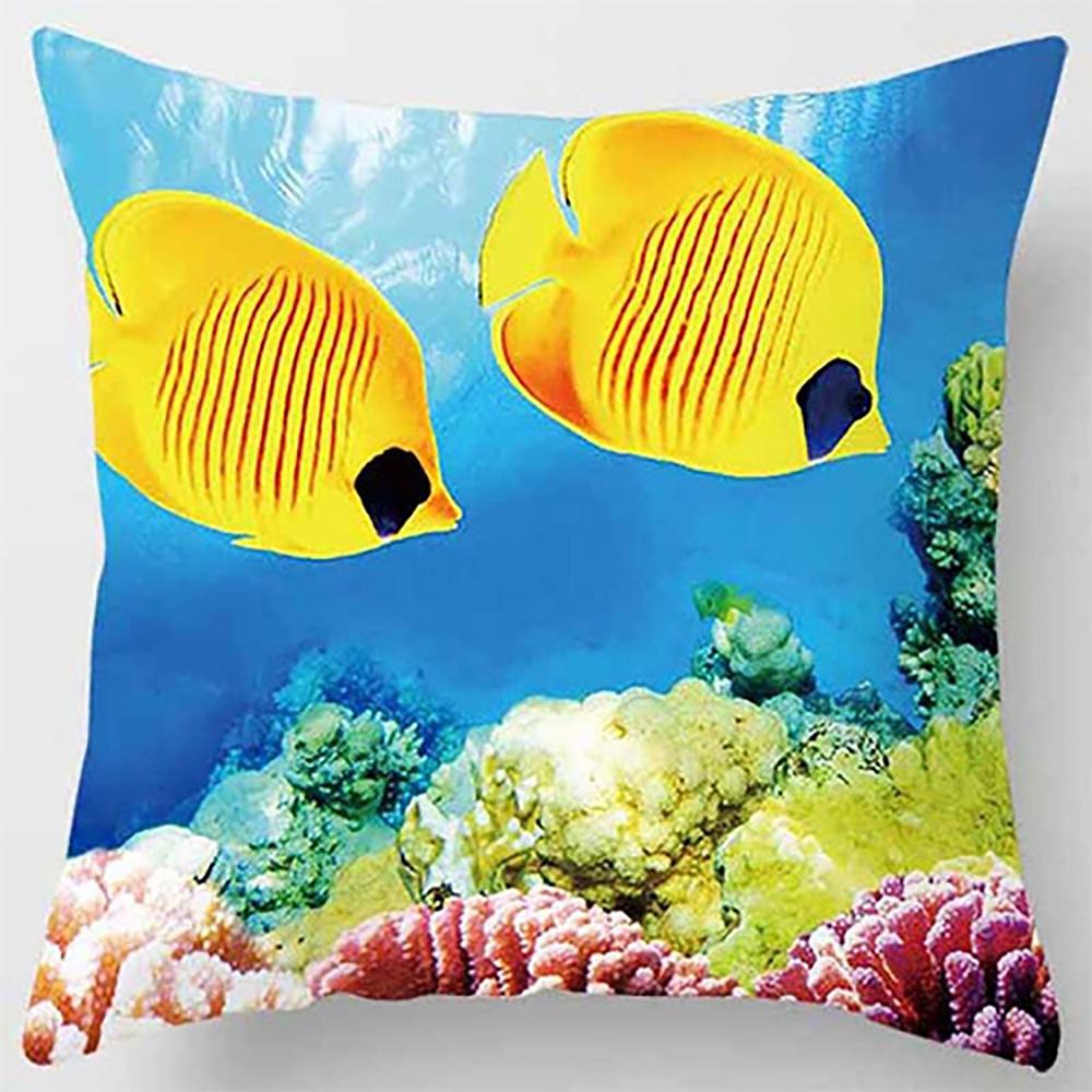 

Dolphins and Colorful Fish PillowcaseSuitable for sofa car bedroom decorative cushion cover pillow cover 16x16Inch