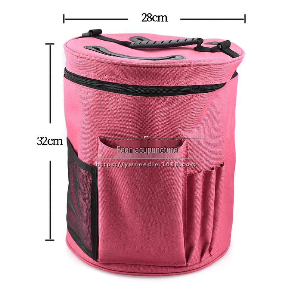 Solid Color Yarn Storage Bucket Bag for Knitting & Crochet - Round Wool Storage Bag