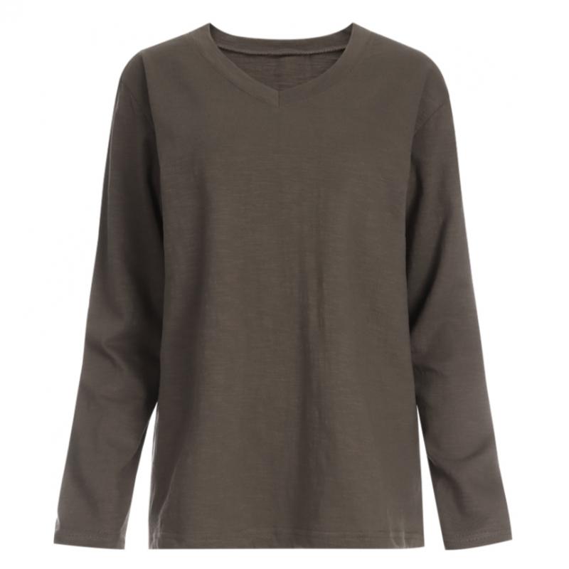 Shop Women S baSic V Neck Slub CoTTon Long SleeVe T ShirT Dai wSh 1056