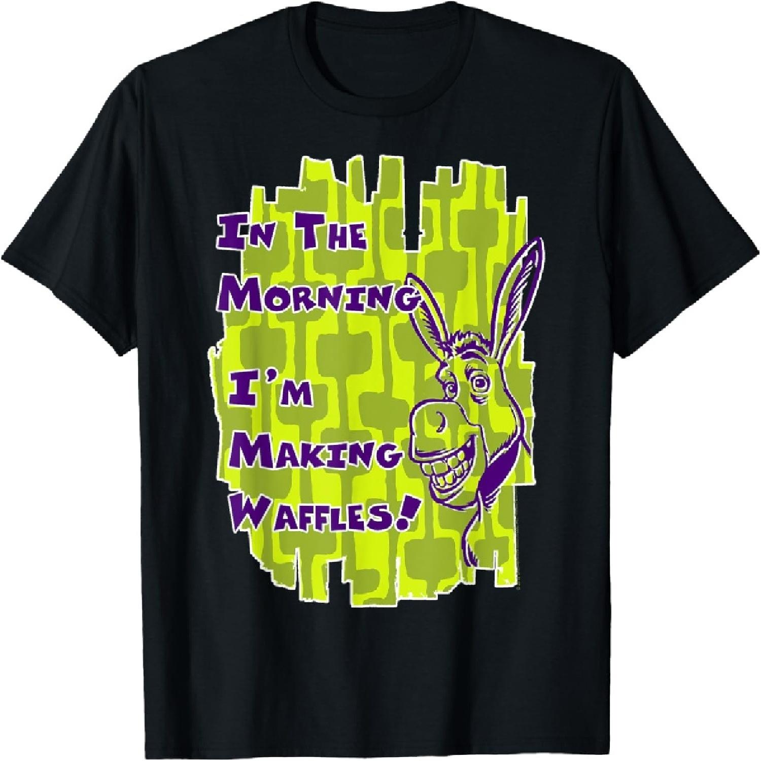 

Shrek Donkey I m Making Waffles Text Poster T-Shirt XXXXXL різнокольоровий