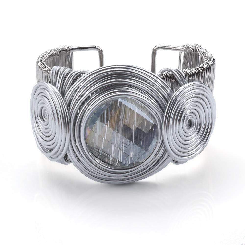 

Браслет ручной работы, наматывающийся, Преувеличенный браслет, Женский полый металлический браслет с ромбовидной полосой, Богемный, Ювелирное изделие