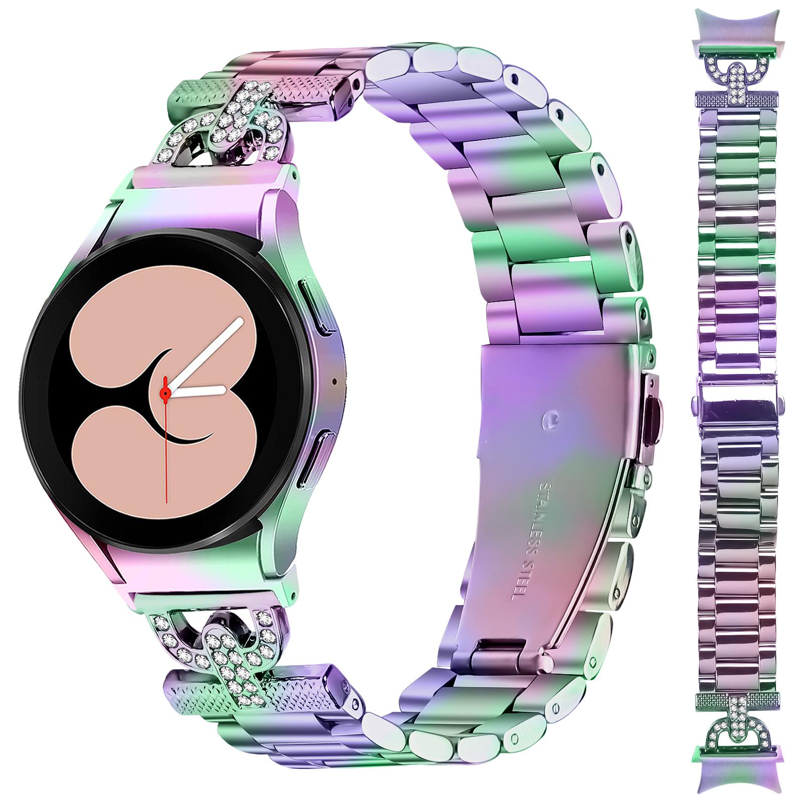 

Colored Watch Strap with Connector for Samsung Galaxy Watch6 40mm/44mm/6 Classic 43mm/47mm Metal Band Colorful