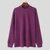 INCERUN Men Autumn Thick Woolen Knitted Pullovers Solid Color High Low Sweaters