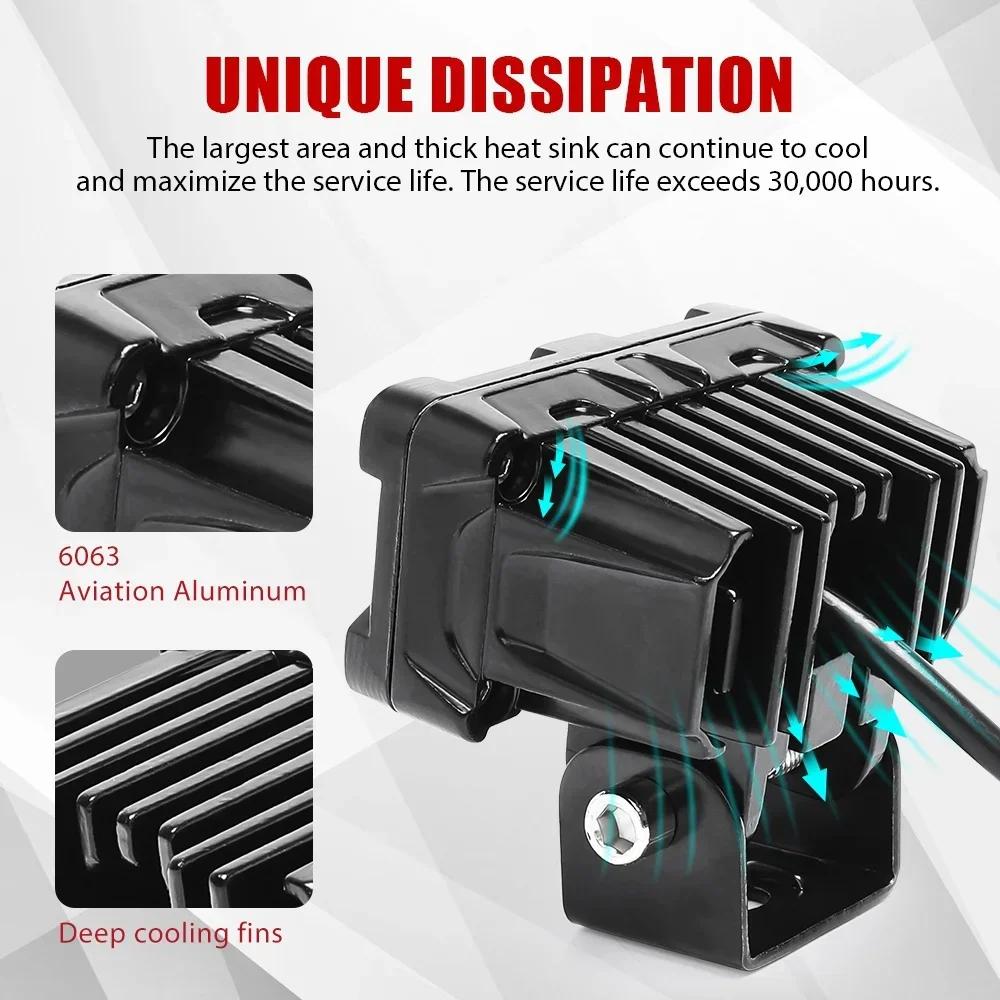 1PCS 60W Motorcycle LED Lens Spotlight Double Lenses Spotlight Motorcycles Auxiliary Fog Lamp Dual Color White Yellow Light