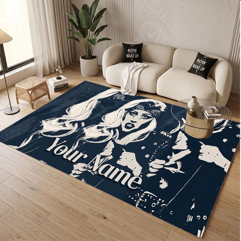 Custom Name Crystal Velvet Rug,Lady Gaga Comfortable Anti Slip Floor Mat For Room Decoration