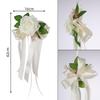 Wedding Car Rearview Mirror Decoration 1Pcs Retro Flower Bow Handle Decor Elegant Bridal Vehicle Accessory Ceremony Scene