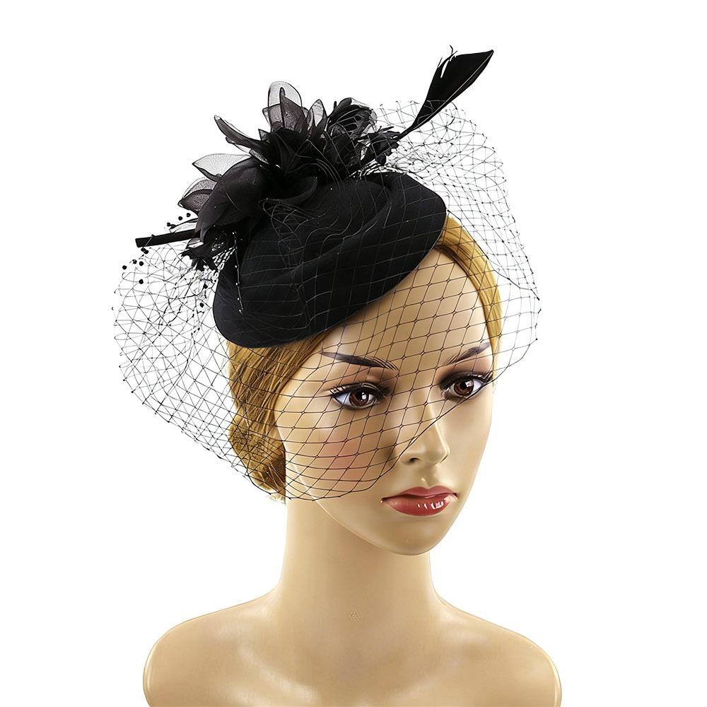 Veil Fascinator Caps Mesh Ribbons Headress Fashion Fascinator  Wedding