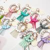 Tassel Silicone & Wood Bead Keychain - MAMA Wood Slice Bag Charm Bracelet