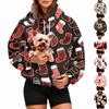 Damen Mode Weihnachtsdruck Hoodie mit Haustier-Tasche, Lässiger Pullover für Feiertagskleidung