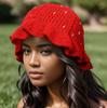 Handmade Strawberry Hat Handwoven Strawberry Openwork Crocheted Hat for Music Festival Stylish Strawberry Fisherman Hat