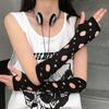 Unisex Gothic Black Gloves Sexy Fingerless Long Glove for Women Men Hollow Out Gloves Mittens Clubwear Dance Cosplay Accessories
