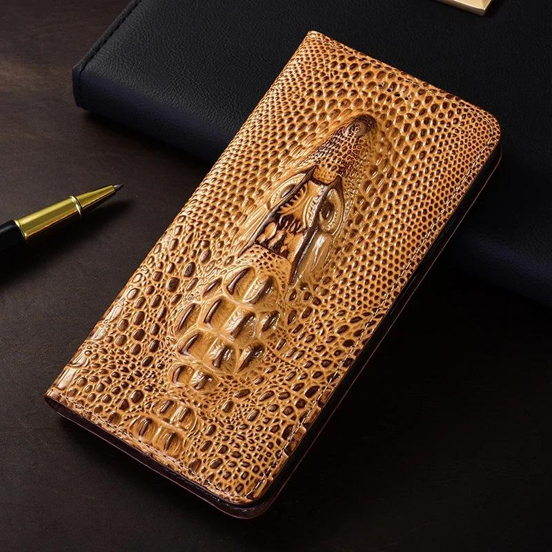 For XIAOMI Mi 15 Ultra 15Ultra 5G Flip Case 3D Crocodile Head Magnetic Cover Cowhide Genuine Leather Card Pocket Wallet Covers