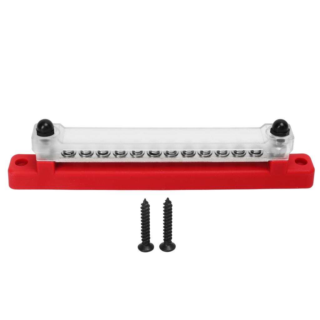 48V 150A 12 Terminal Bus Bar Power Distribution Block with Cover M6 Studs M4 Screws for Car RV Marine Boat