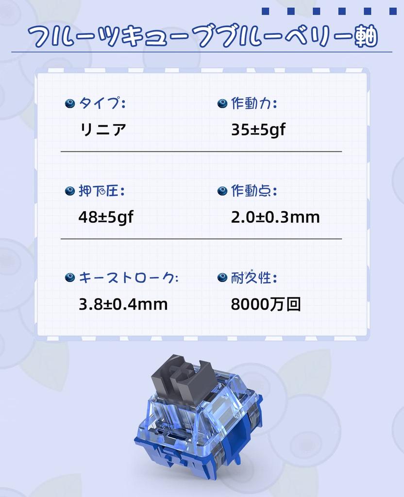 AJAZZ Fruit Axis Mechanical 5 Needles 35 GF Linear Axis Transparent Mm Plated 80 M MX Hot Swap Mechanical Keyboard Replacement PCS Switch, Set, Cover,