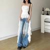 2024 European & American Style Women's One-Shoulder Slim Fit Sleeveless Pleated Top - Solid Color