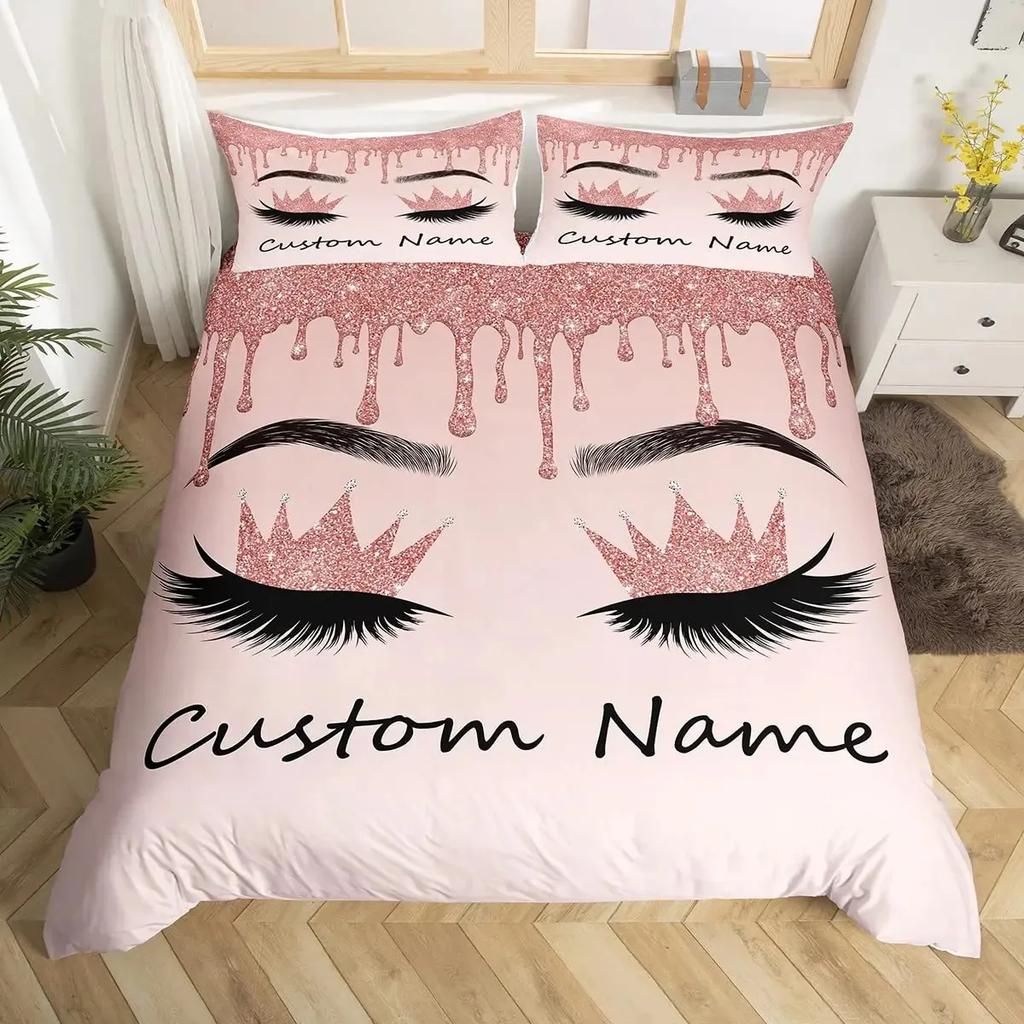 Custom Bedding Set Custom Name Mermaid Duvet Cover Set Personalized Girly Rainbow Gradient Mermaid Comforter Cover,girls Gifts