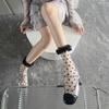1Pair Women Socks Lace Lolita Socks Middle Tube Polka Dot Thin Socks Sweet Girl Transparent Breathable Socks