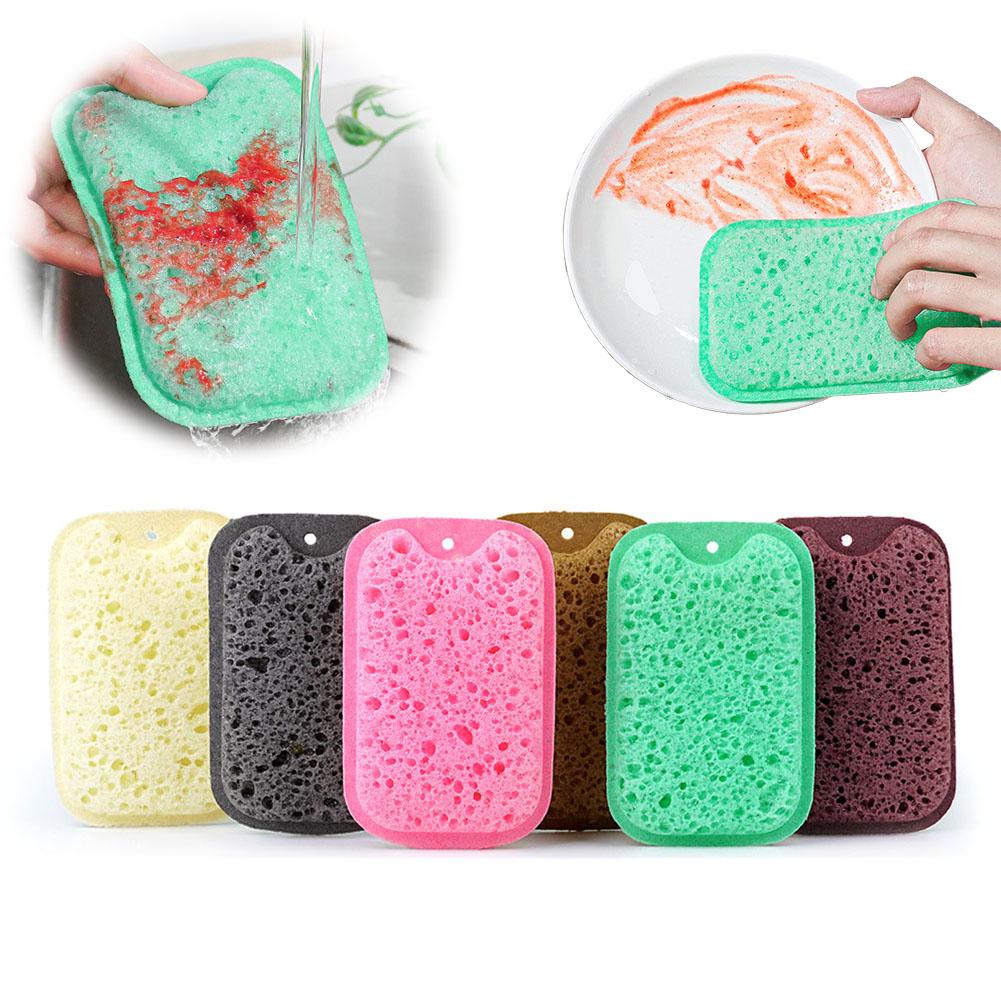 6pcs Washable Sponge Wipes Reusable High Density Dishwashing Sponges Multi-Functional Double Side Cleaning Sponges