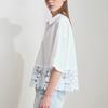 White Lapel Seven-quarter Sleeve Hollow Embroidered Top Womens Summer Updated Top
