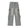 2024 American Style Women's Denim Overalls: High Street Multi-Pocket Wide Leg Retro Jeans for Autumn