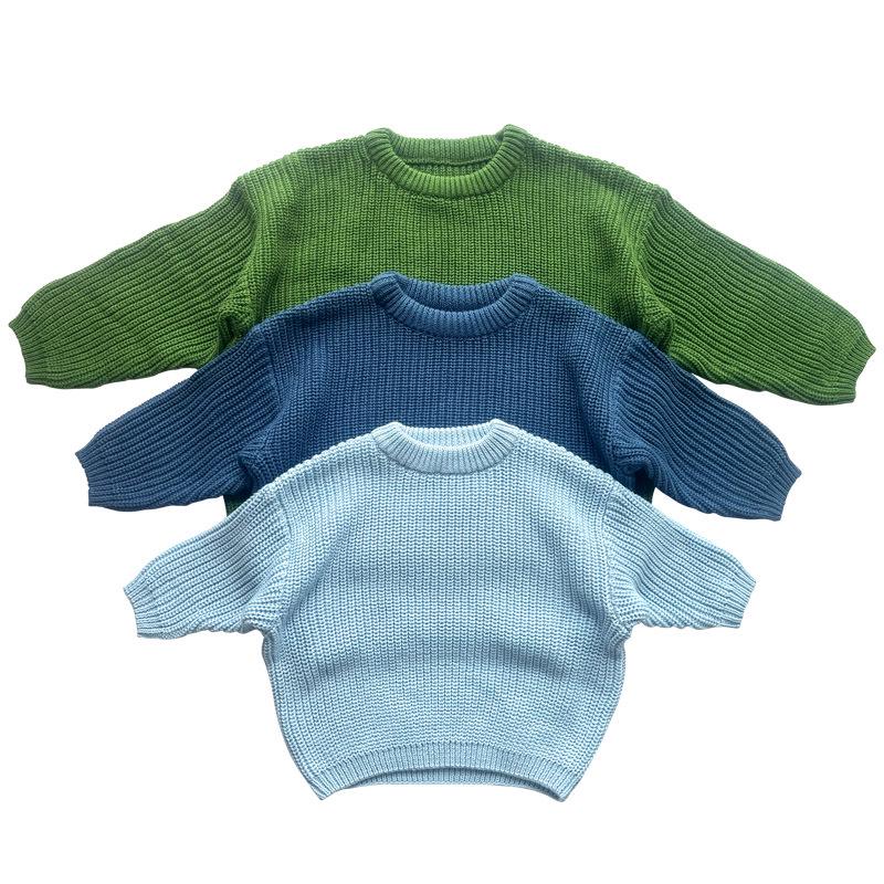Trendy European & American Girls' Solid Color Knit Sweater - Children's Fashion