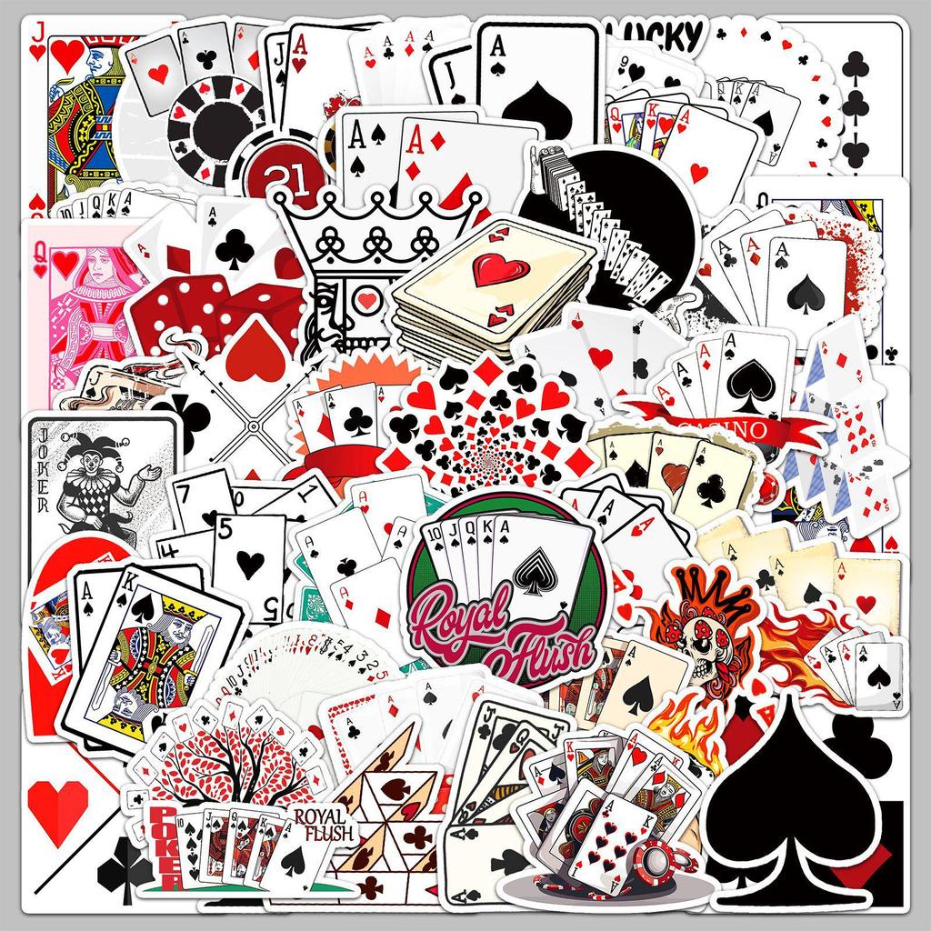 50 Poker Card Stickers: Trendy Waterproof Graffiti for Suitcases, Computers, and Notebooks