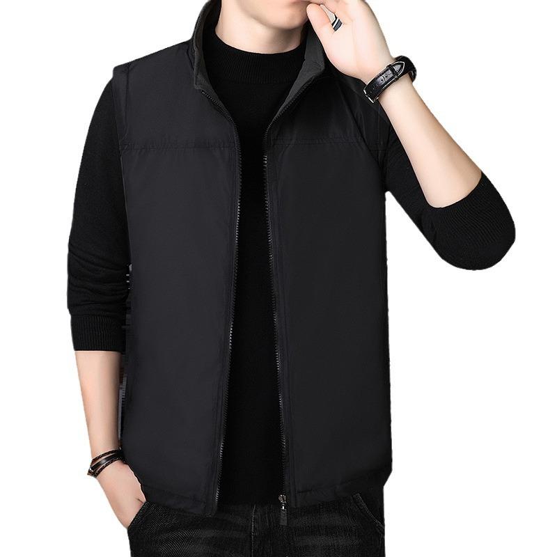 New Autumn and Winter Style Men's Plus Velvet Double-sided Outer Vest Warm Sleeveless Vest Standing Collar Vest Horse Clip Men's Jacket