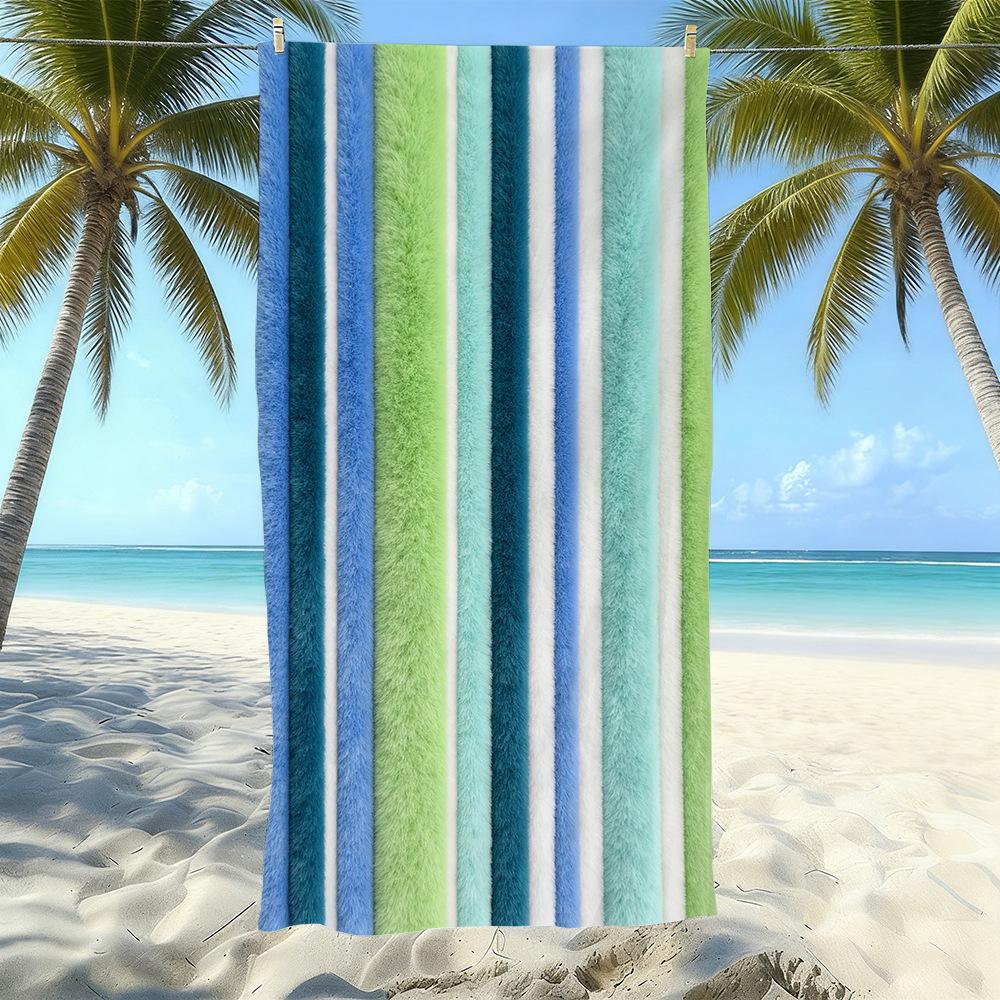 Populaire gestreepte bedrukte strandlaken Sneldrogend Zandvrij Volwassen Zwem Bad Handdoek Microvezel Handdoek