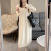 Autumn and Winter New Design V-neck Knitted Dress Women's Fashion Thin with Coat Inside Sweater Long Dress