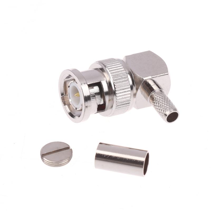 90 Degree BNC Male Right Angle RF Connector Crimp 50ohm RF Connector Adapter For RG58 RG142 RG400 RG223 LMR195 Coaxial Cable