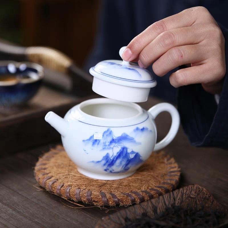 Chiński Jingdezhen Vintage Porcelanowy Ceramiczny Czajniczek z Zaparzaczem, Jaśminowy Oolong Kwiatowy, Ceremonia Herbaty Te Guan Yin