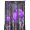 Lila Tulpenblumen in Eisengeländer Tüll Transparente Fenstervorhänge für Wohnzimmer Küche Kinderzimmer Voile Hängevorhang