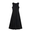 Women's A-line Long Dress Elegant Square Neck Sleeveless Wide Sling Maxi Dresses Lady Commute Button Dresses