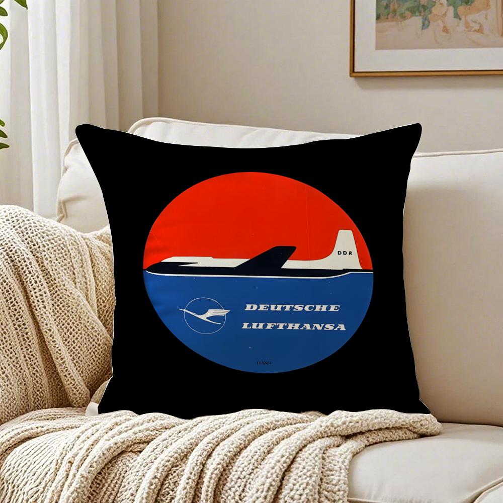 lLufthansa Aviation Themed Cushion Cover Pillowcase Antidustmite Living Room Sofa Decor Cushion Room