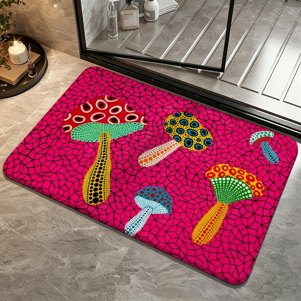 Artist-Yayoi KusamaS Floor Mat Soft Non-Slip Bath Mat, Bedside Carpet, Absorbent Doormat for Home