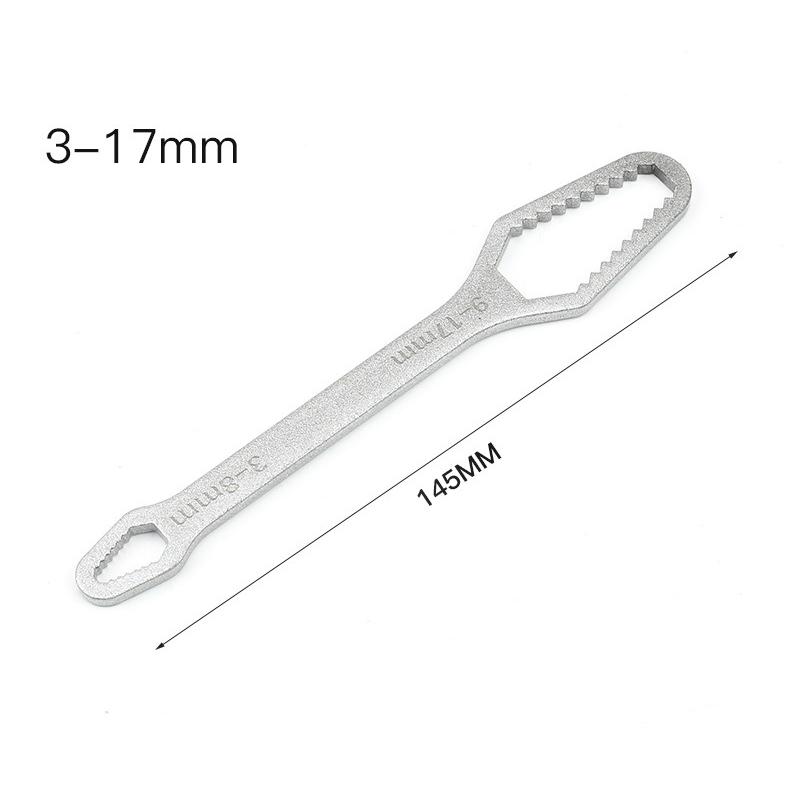 1pc Universal Double Ended Wrench, Self-Tightening 3-17mm Screw Nuts Repair Wrench, Double-Headed Ratchet Spanner, Adjustable