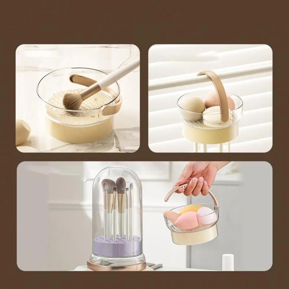 Dustproof Makeup Brush Cleaner Bowl Large Capacity Cosmetic Brush Hang Drying Holder Pen Holder