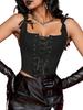 Rose Beauty A Grommet Lace Up Front Bandana Hem Crop Corset Shapewear Top