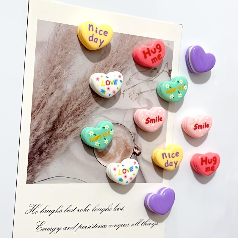 7pcs Heart-Shaped Fridge Magnets Set, Colorful Plastic Letter Magnets with Inspirational Messages, Oval-Shaped