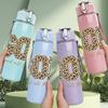 1PC God Is Good Glitter Letter Print 750ml Color Plastic Sports Water Bottle Leakproof Flip Straw Lid Suitable for Sports Office Home Use