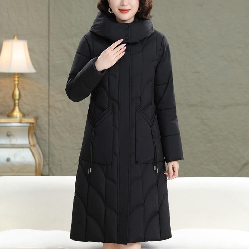 

Женские куртки больших размеров XL-6XL для женщин среднего возраста, зимние длинные парки с капюшоном, толстые, теплые, повседневные 6XL чёрный