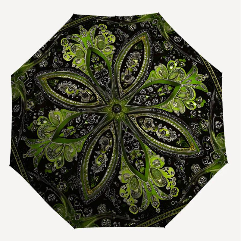 1PC Floral Pattern Umbrella-8-Rib Reinforced Portable Folding Travel Suitable for All Seasons Outdoor Daily Use Is an Ideal Choice -K0342
